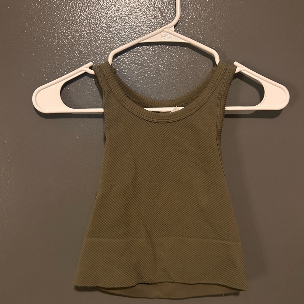 Olive Green Ribbed Tank Top
